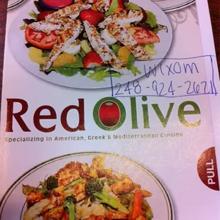the menu of a restaurant