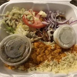Mediterranean grilled chicken with rice entree was delicious $9.99