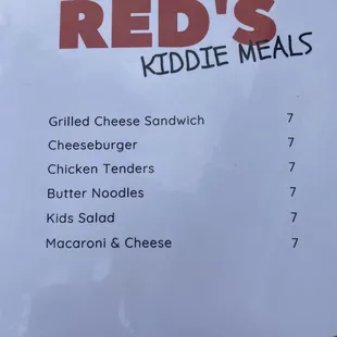Kid's Menu