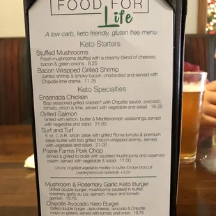 the menu for the restaurant