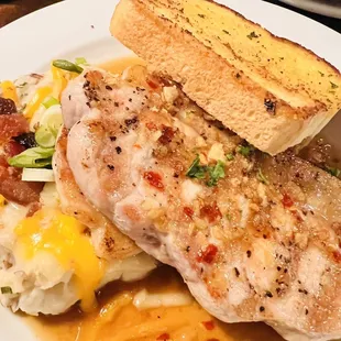 Pork Chops and Smashed Potatoes.