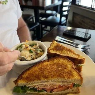 Smoked Turkey sandwich with loaded potatoes soup.