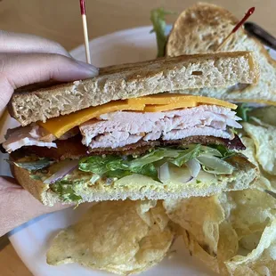Turkey, apple, and bacon sandwich
