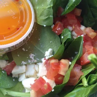 Side spinach &amp; feta salad (I didn&apos;t like thick italian dressing with it)