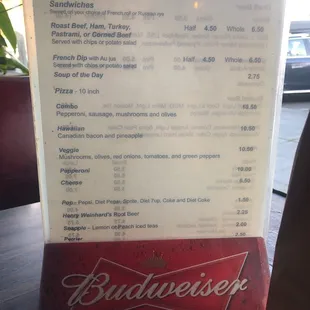 menu and prices