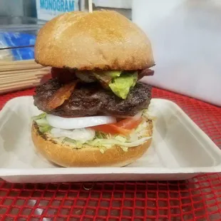 a burger on a bun