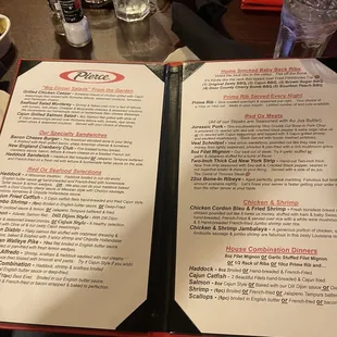 a menu for a restaurant