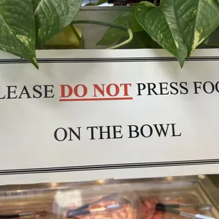 This is the sign over the food preparation area