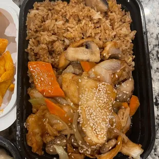 Chicken teriyaki with fried rice