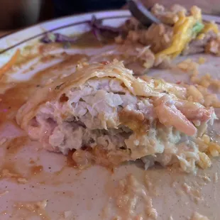 Crab burrito inside: full of crab meat