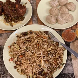 Chicken Lollipop, Chicken Chilli Momo and Chilli Garlic Noodle Chicken