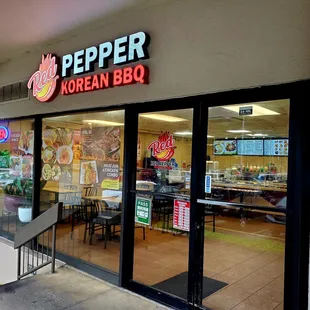 Entrance area of Red Pepper Korean BBQ.