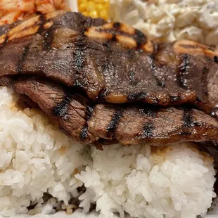 grilled steak and rice