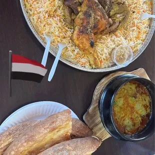 a plate of meat and rice