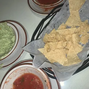 Chips, Guacamole and amazing, chunky salsa