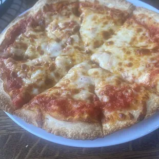 Personal cheese pizza from The Red Pepperoni Pizzeria in Madison, Indiana.