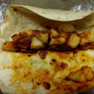 Chorizo and papa breakfast burrito