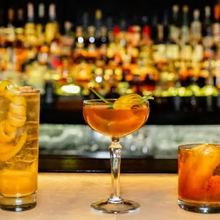 three different cocktails