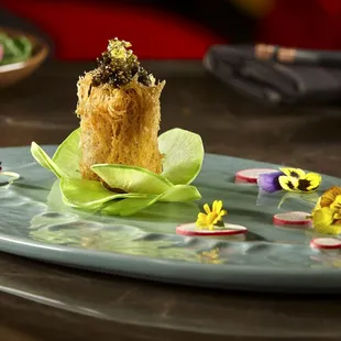 Caviar Taro Puff with Quail Egg