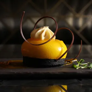 Yuzu Mango Mousse and Black Sesame Cake 柚子芒果慕斯蛋糕. More food photography on IG: @damoneats