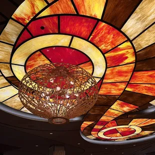 a chandelier in a restaurant