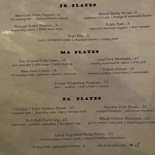 the menu