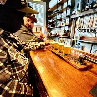 Beer flight sampling.
