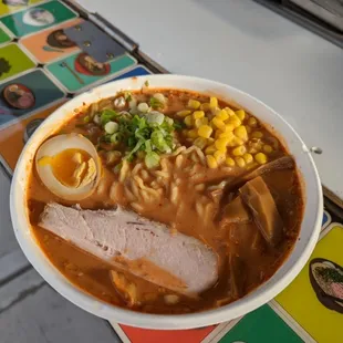 Kimchi ramen with pork belly and soft boiled egg