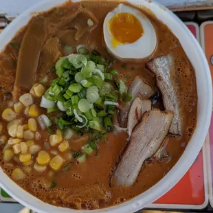 Kimchi ramen with pork belly and soft boiled egg