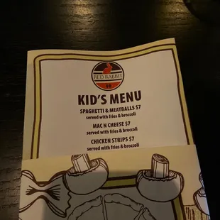 Kid's menu.