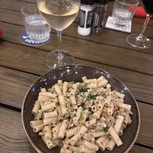 Cavatelli (gluten free) with Kuranui Sauvignon Blanc