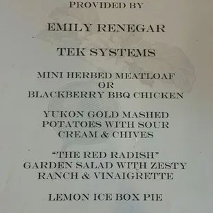 Today&apos;s menu