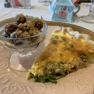 Quiche and grape salad