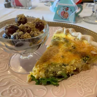 Quiche and grape salad