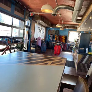 the inside of a clothing store