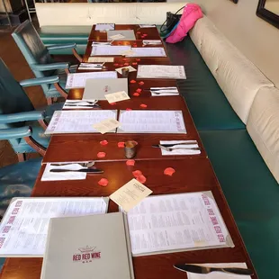 Table set up with comfy banquette