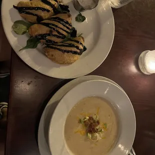 Chicken empanadas and loaded baked potato soup