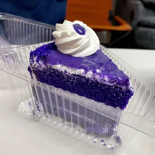 Ube overload cake slice