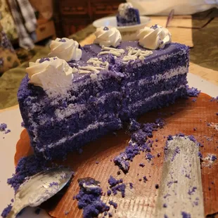 Inside view of Red Ribbon's Ube Cake. So good!
