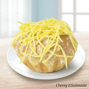 a doughnut covered in cheese
