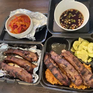 &quot; guamanian rib plate &quot; my way ( regualr order ) plus 3 eztra ribs :) ( omg ! ) so goood ( goto red rice and have some for yourself