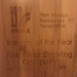 Voted New Mexico Brewery of the Year by the NM Restaurant Association