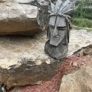 This is on the steps leading down to the river view