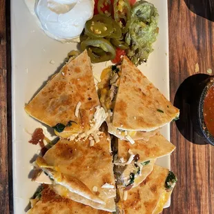 Chicken &amp; spinach quesadillas