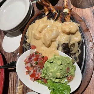 Veracruz beef fajitas with marisco topping added.