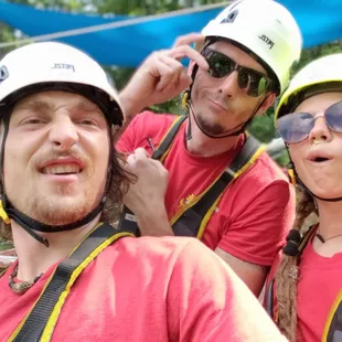 Zack, John, and Ryan out lovely guides at Red River Gorge zipline.