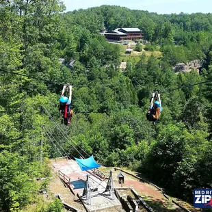 Final zipline race of the day.