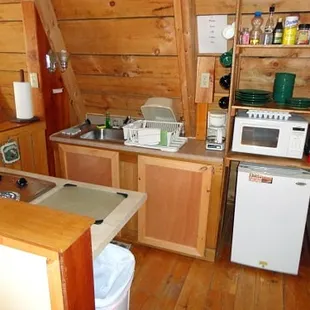 Kitchen - Amy's A-Frame.  For information about this cabin, as well as RRO's other cabin's- please visit redriveroutdoors.com