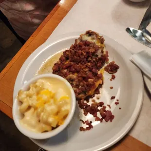 Loaded chicken and mac and cheese