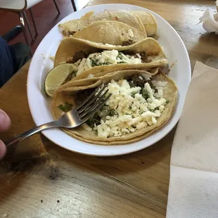 Tacos on corn tortillas